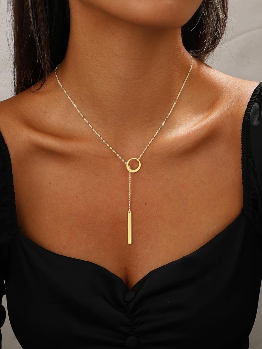 14K Gold Plated Layered Y Necklace